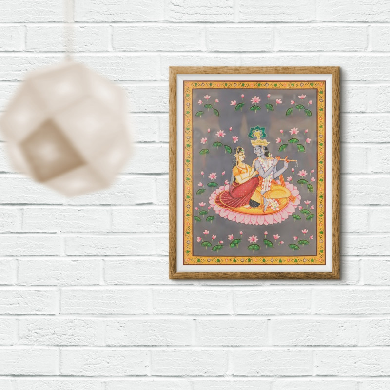 Radha & Krishna Ji Cotton Painting- (23x29 Inch)