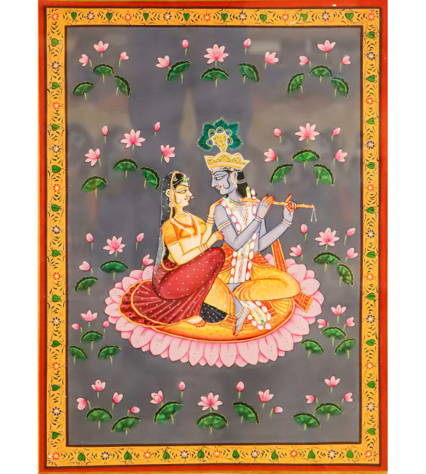 Radha & Krishna Ji Cotton Painting- (23x29 Inch)
