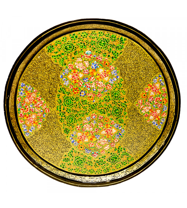 Papier Mache Hand-Crafted Round Tray Assorted Designs ( Note:- Packing & Shipping Charges will be Extra as per actual.)