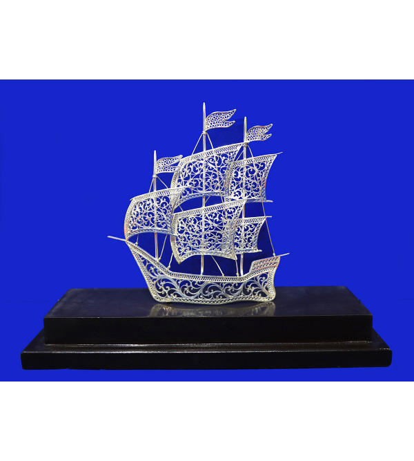 Silver Filigree Boat  With Acrylic Frame ( 92.5 Sterling Silver )
