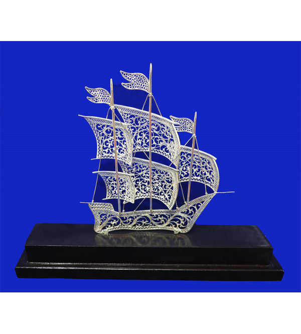Silver Filigree Boat  With Acrylic Frame ( 92.5 Sterling Silver )