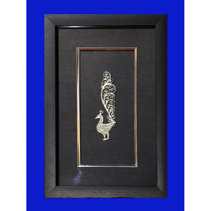 Silver Filigree Peacock With  Framed ( 92.5 Sterling Silver )