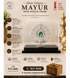 Silver Filigree Mayur  With Acrylic Frame – 92.5