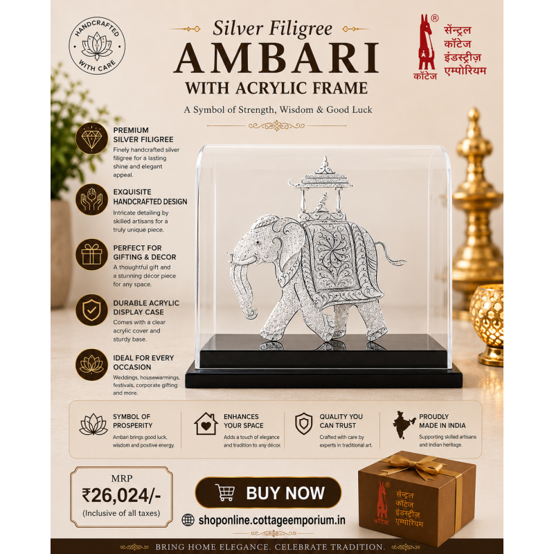 Silver Filigree Ambari  With Acrylic Frame – 92.5