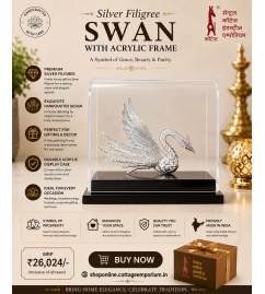 Silver Filigree Swan With Acrylic Frame – 92.5