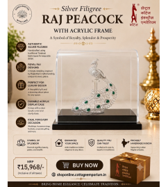 Silver Filigree Raj Peacock  With Acrylic Frame – 92.5