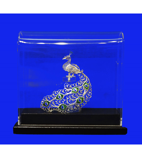 Silver Filigree Peacock With Acrylic Frame  ( 92.5 Sterling Silver )