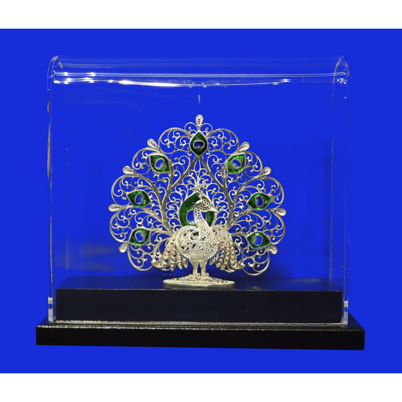Silver Filigree Mayur Big With Acrylic Frame ( 92.5 Sterling Silver )