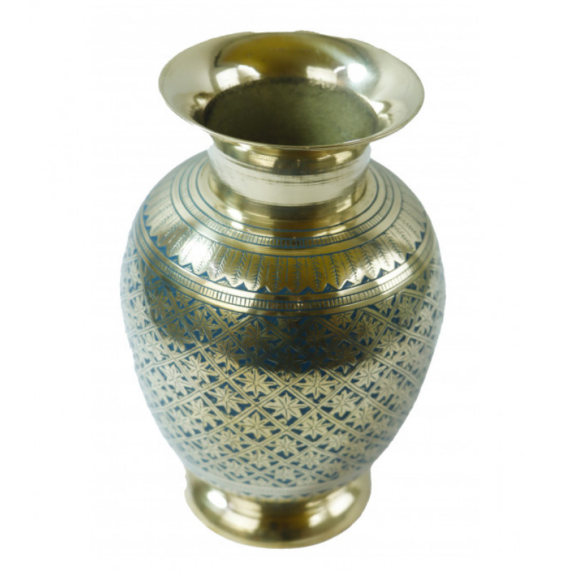Brass Flower Vase with Fine Enamel Work – 10 Inch