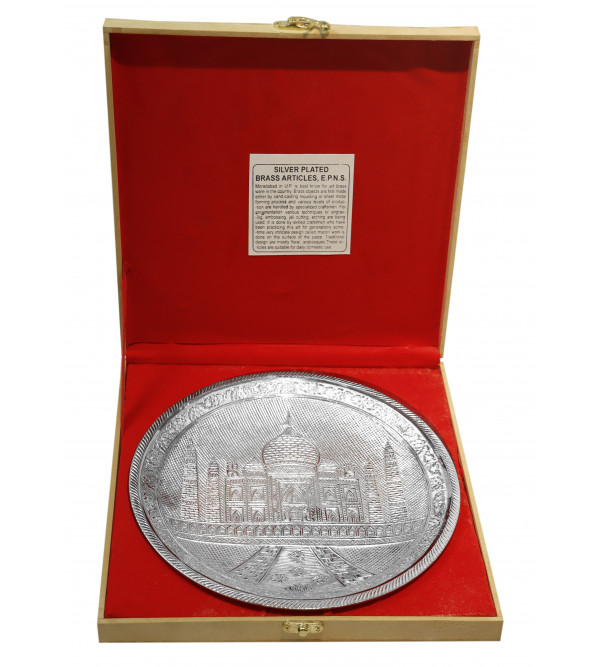 Silver Plated Wall Plate With Taj Mahal Design