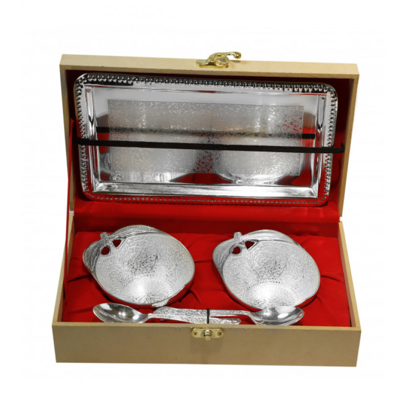 Silver Plated Serving Tray 5 Pieces Set