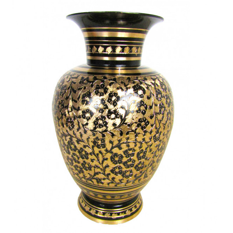 Brass Flower Vase with Fine Enamel Work – 11 Inch