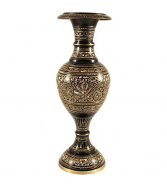 Brass Flower Vase with Fine Enamel Work – 10 Inch