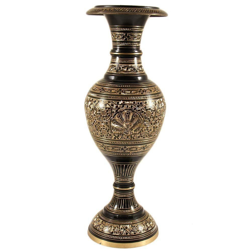 Brass Flower Vase with Fine Enamel Work – 10 Inch