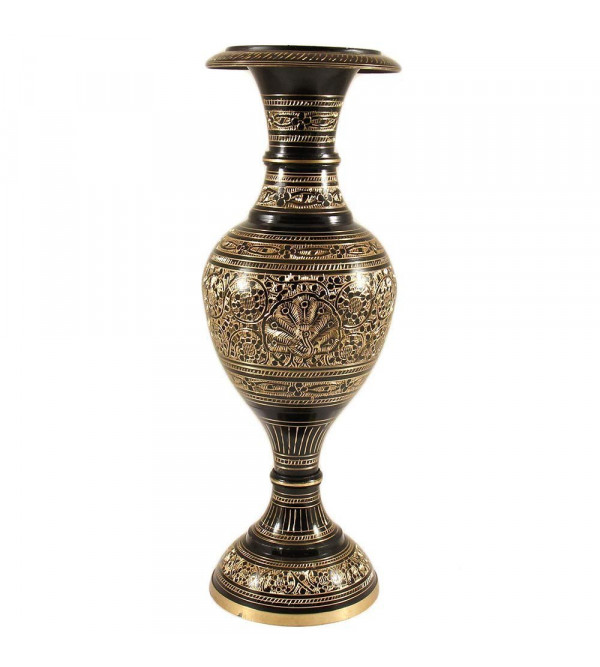 Brass Flower Vase with Fine Enamel Work – 10 Inch