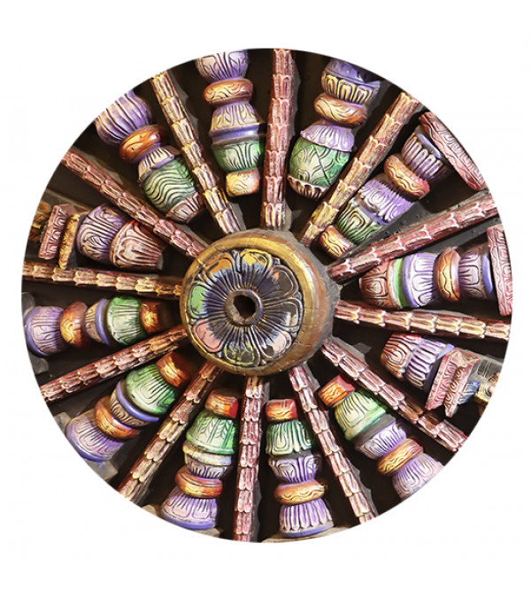 Neem Wood Wheel Wiht Outer Covering Coloured Size:- 6x6 ft. ( Note:- Packing & Shipping Charges will be Extra as per actual.)