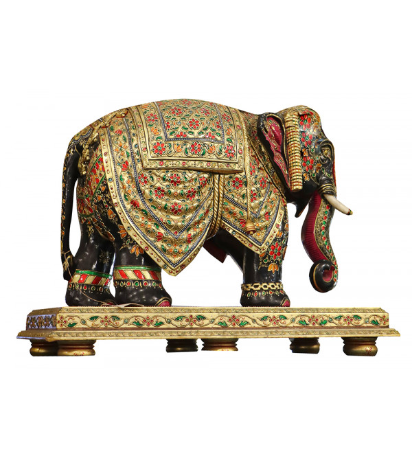 Ambawari Elephant statue In Wooden ( Note:- Packing & Shipping Charges will be Extra as per actual.)