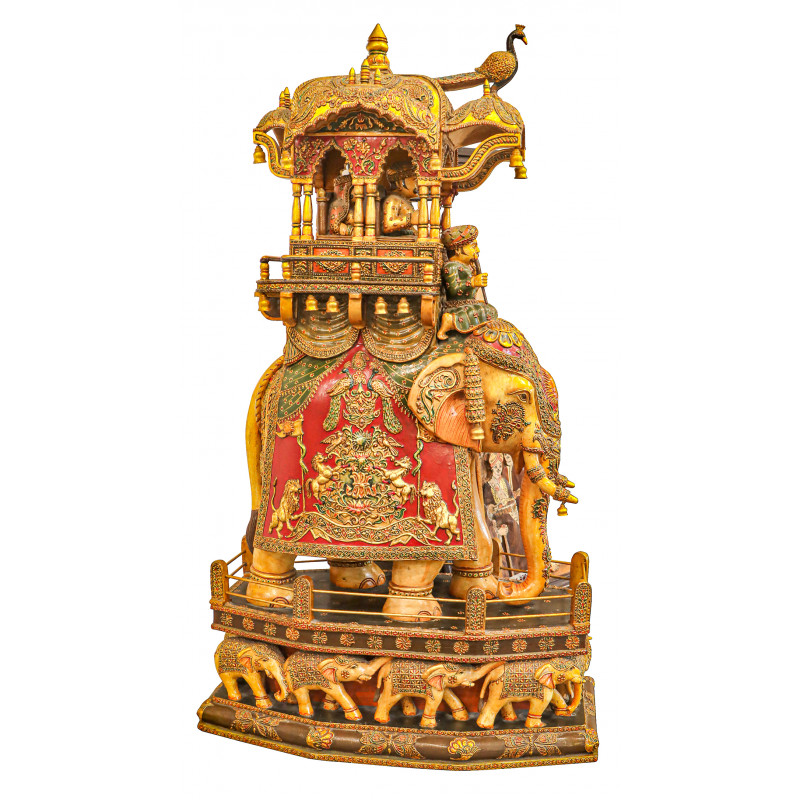 Ambawari Elephant statue In Wooden ( Note:- Packing & Shipping Charges will be Extra as per actual.)