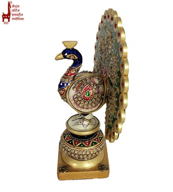 Wooden Dancing Peacock with Meenakari Work – 6 Inch