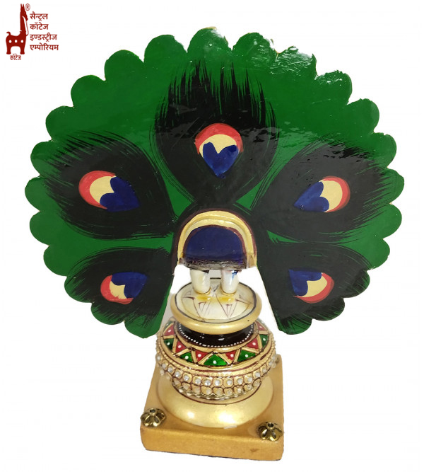 Wooden Dancing Peacock with Meenakari Work – 6 Inch