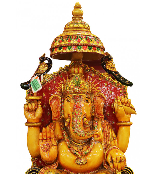 Lord Ganesha With Jewellery In Kadam Wood ( Note:- Packing & Shipping Charges will be Extra as per actual.)