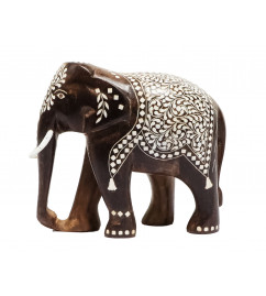 Sheesham Wood Elephant Trunk Down With Acrylic Inlay Work
