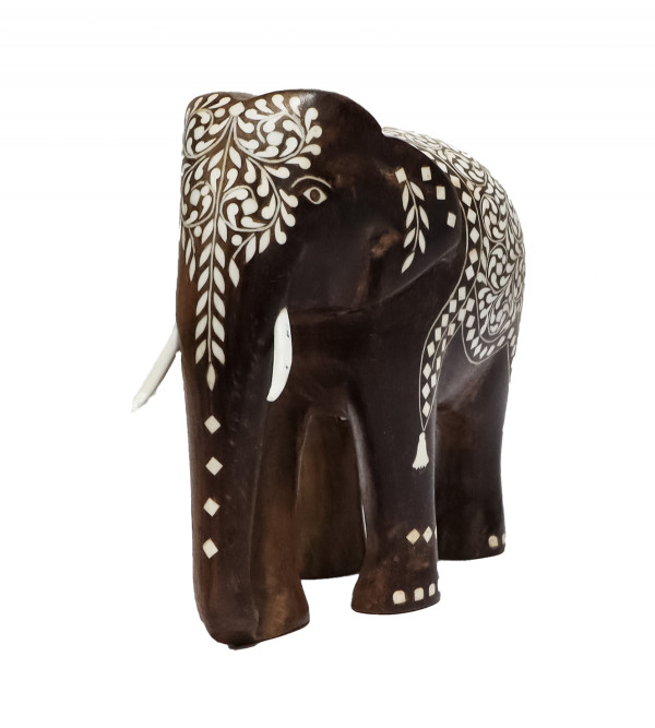 Sheesham Wood Elephant Trunk Down With Acrylic Inlay Work