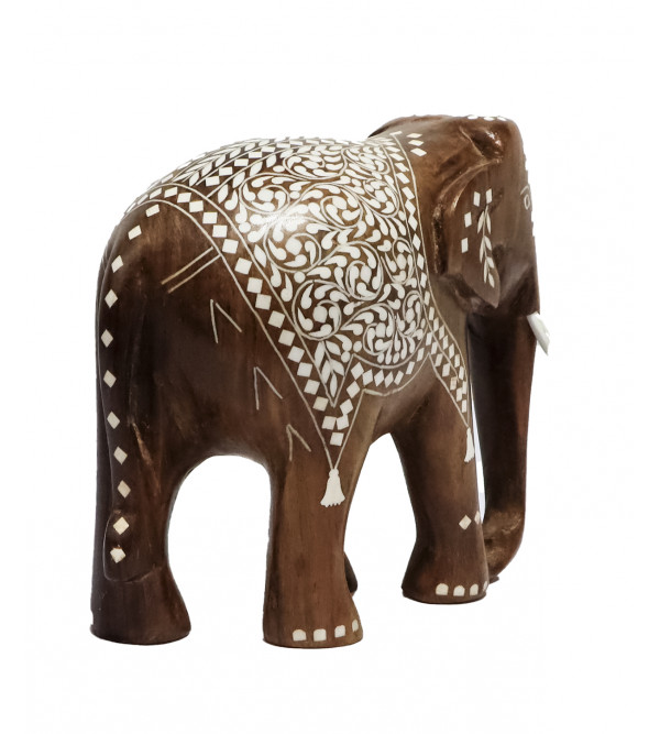 Sheesham Wood Elephant Trunk Down With Acrylic Inlay Work
