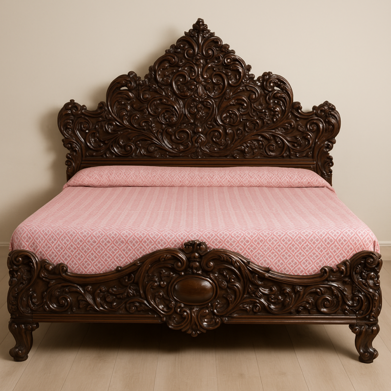 Double Bed In Teak Wood ( Note:- Packing & Shipping Charges will be Extra as per actual.)