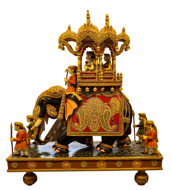 Ambari Painted In Kadamwood ( Note:- Packing & Shipping Charges will be Extra as per actual.)