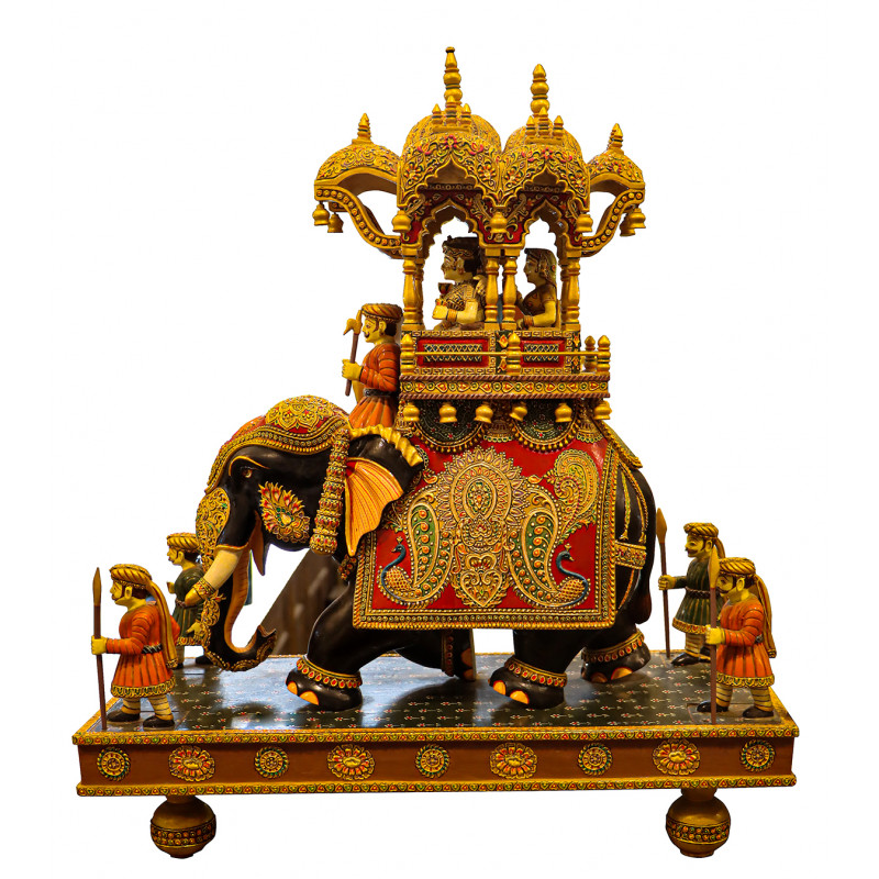 Ambari Painted In Kadamwood ( Note:- Packing & Shipping Charges will be Extra as per actual.)
