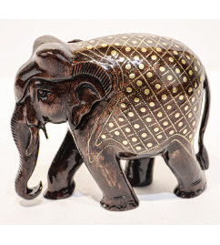 Wooden Elephant with Tarkashi Work – 3 Inch