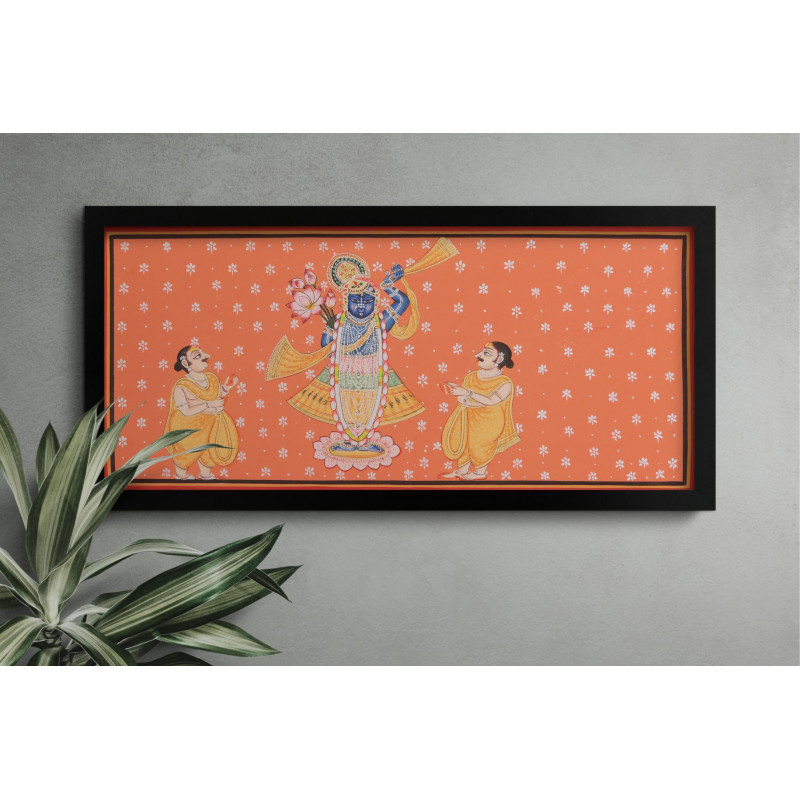  Cotton Painting  Radha Krishna   (Unframed) 12x24 Inch