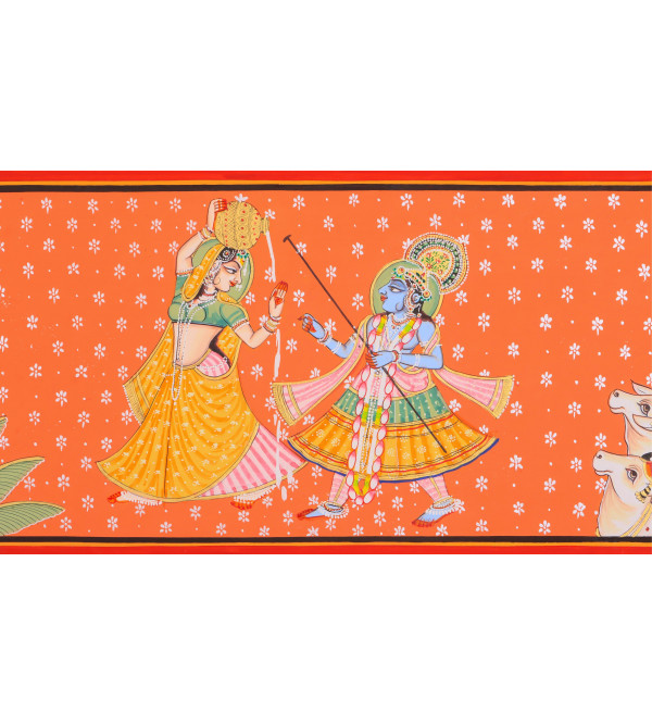 Cotton Painting  Radha Krishna   (Unframed) 12x24 Inch