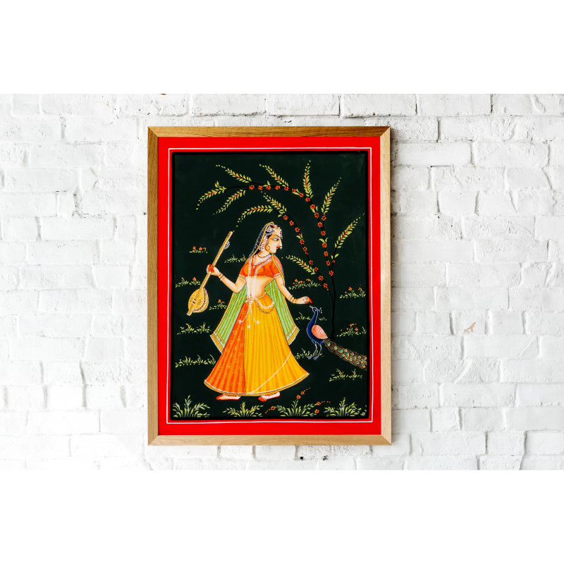  Cotton Painting  Radha Krishna   (Unframed) 12x15 Inch
