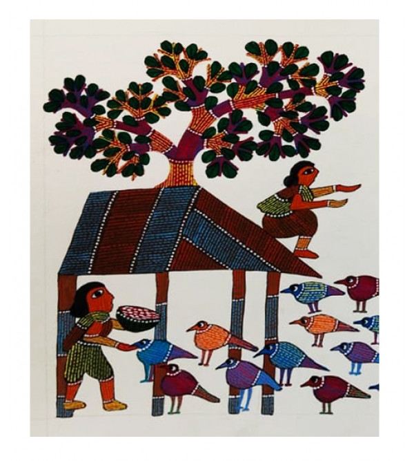 Gond Art Painting For Home Wall Art Decor ( Without Frame )