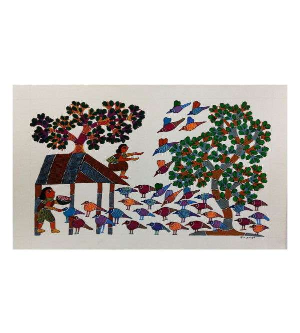Gond Art Painting For Home Wall Art Decor ( Without Frame )