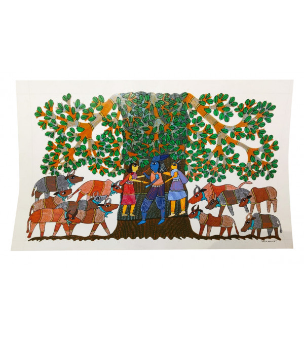 Gond Art Painting For Home Wall Art Decor ( Without Frame )