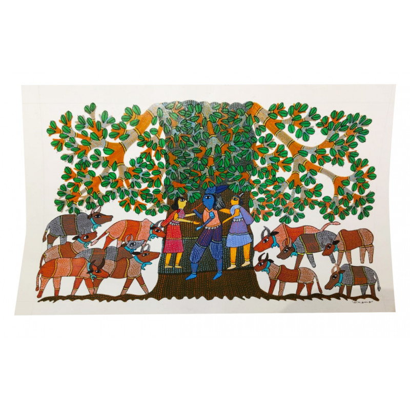 Gond Art Painting For Home Wall Art Decor ( Without Frame )