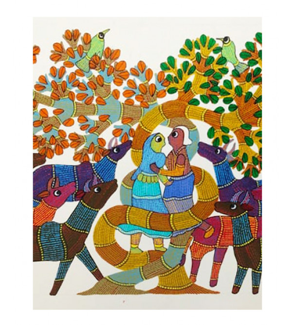 Gond Art Painting For Home Wall Art Decor ( Without Frame )