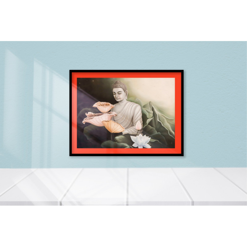 Hand-Painted Cotton Canvas Buddha Portrait Embracing Inner Peace
