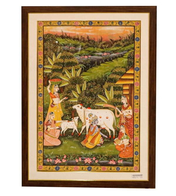 Cotton Painting Radha Krishna  Unframed