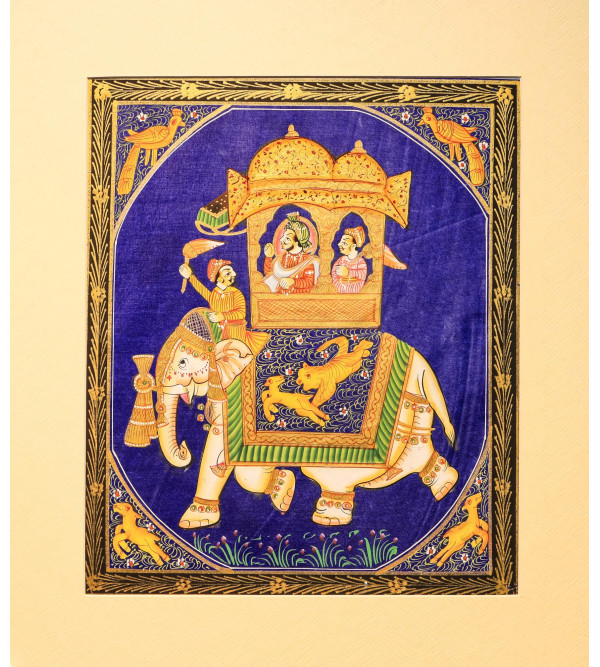  Silk Painting Ambavari (Unframed) 8.6x14.6 Inch