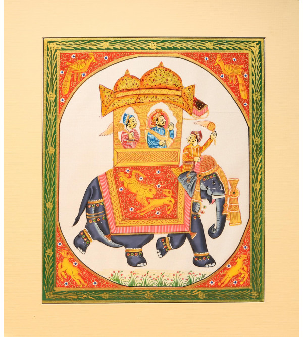  Silk Painting Ambavari (Unframed) 8.6x14.6 Inch