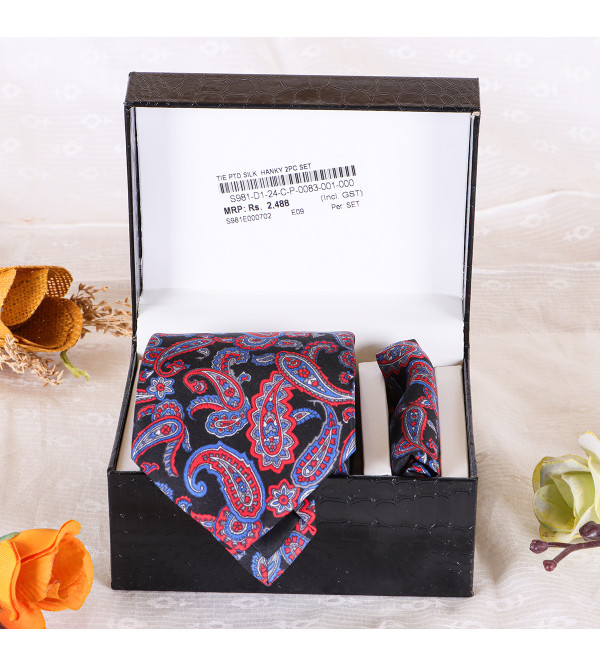 Silk Printed Tie With Hanky 
