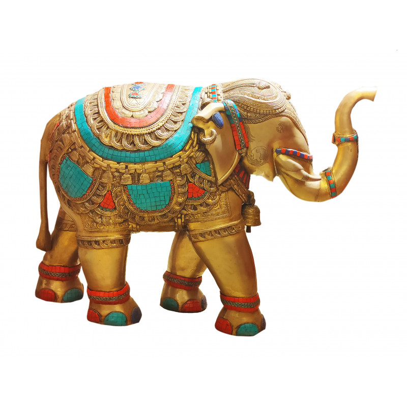 Brass Elephant Stone Work 