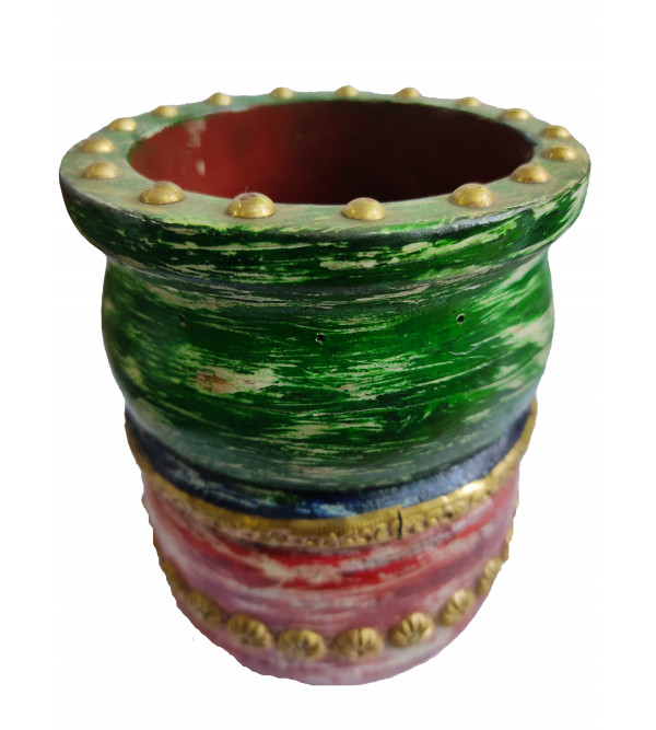 Wooden Hand Painted jar Size 5 Inch