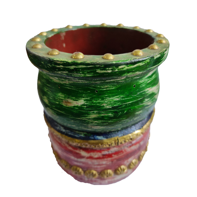 Wooden Hand Painted jar Size 5 Inch