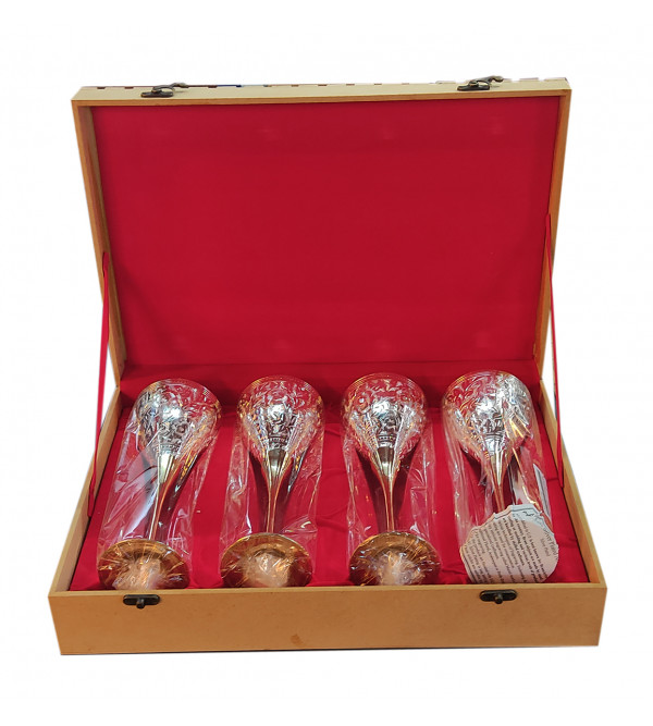 Brass Silver Plated Goblet Set 4 Pieces 
