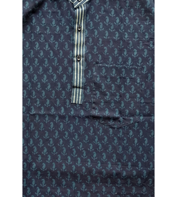 HANDLOOM SHORT KURTA AKOLA PRINT SIZE-M 40"